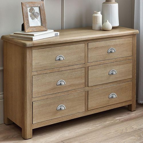 Memphis Chest of Drawers - 6 Drawer - Wide - Oak Effect