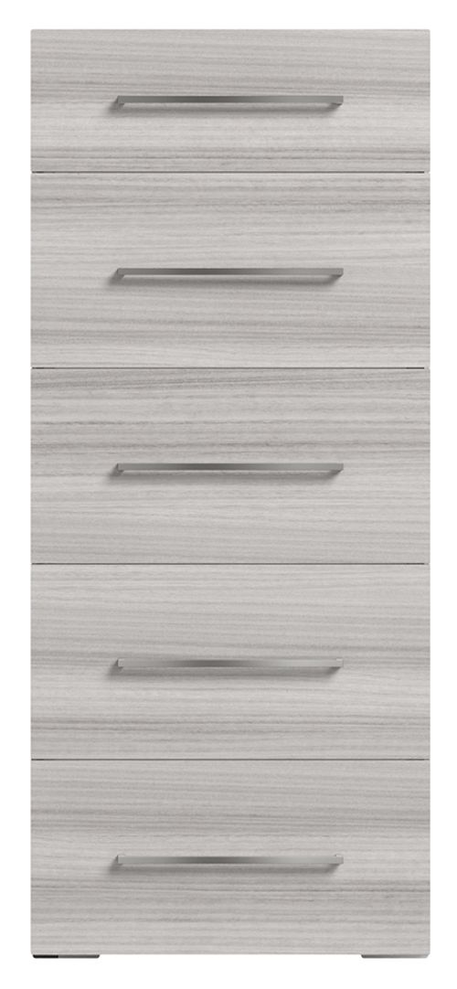 Mia Grey Italian 5 Drawer Tall Chest with Handles