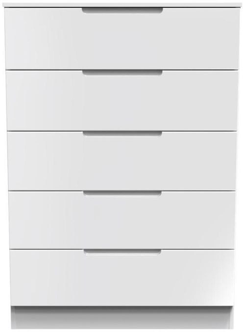 Milan White Gloss 5 Drawer Chest