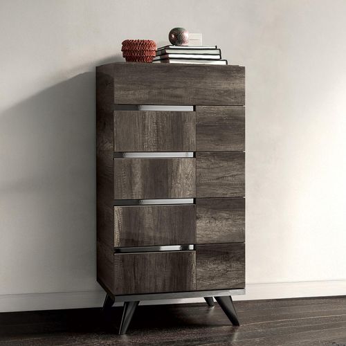 Modern Medea Tall Chest - 5 Drawer - Vintage Oak