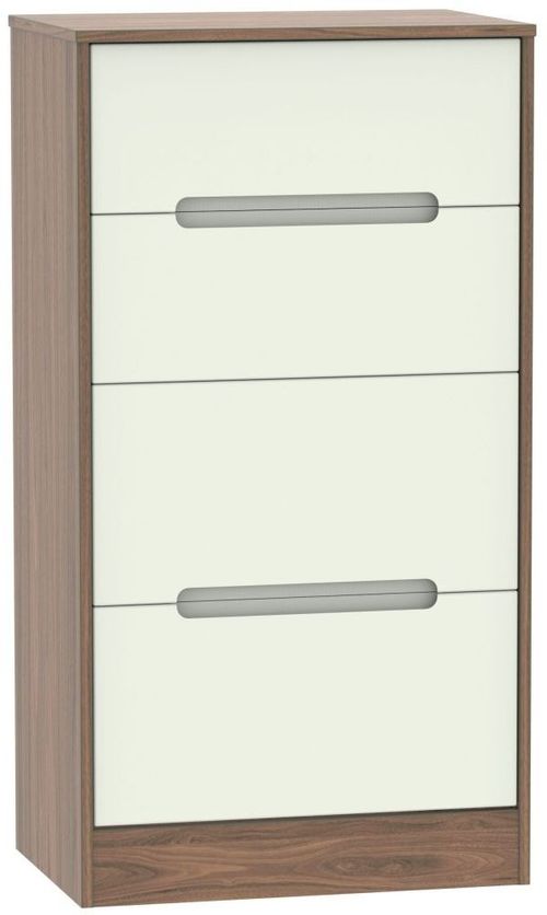 Monaco Cashmere and Carini Walnut 4 Drawer Deep Midi Chest