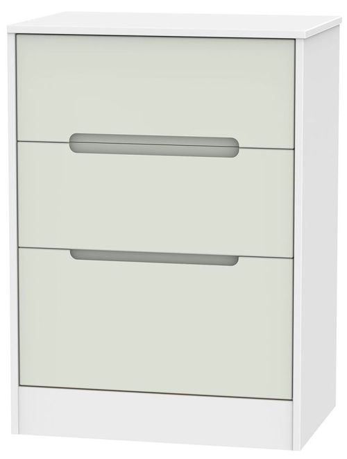 Monaco Cashmere and White 3 Drawer Deep Midi Chest