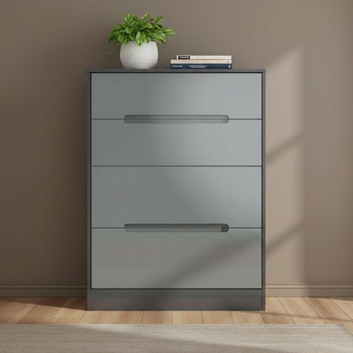 Monaco Chest - Deep - 4 Drawer - Grey Gloss and Graphite