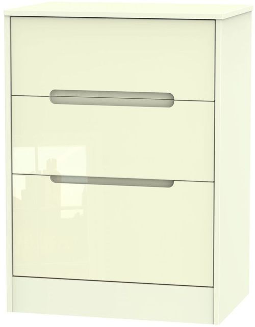 Monaco Cream Gloss 3 Drawer Deep Midi Chest