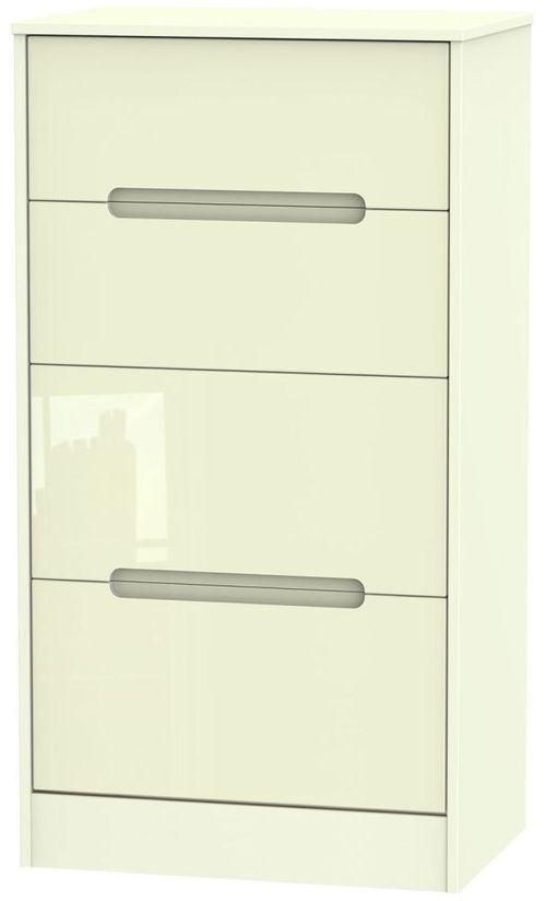 Monaco Cream Gloss 4 Drawer Deep Midi Chest