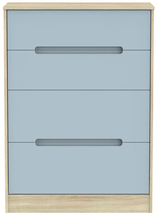 Monaco Denim and Oak Effect 4 Drawer Deep Chest