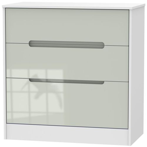 Monaco Gloss Cashmere and White 3 Drawer Deep Chest