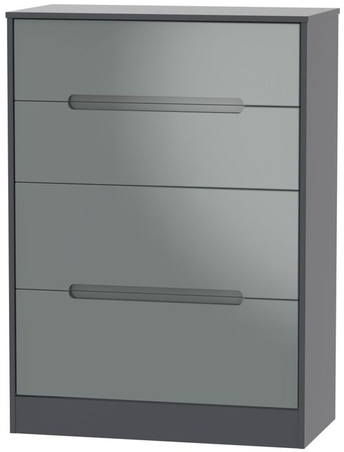 Monaco Grey Gloss and Graphite 4 Drawer Deep Chest