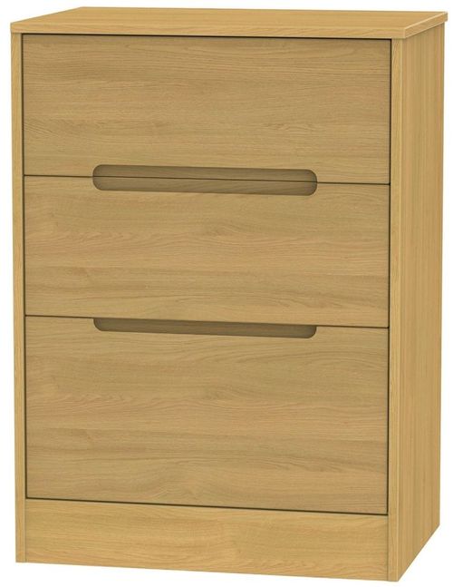 Monaco Modern Oak 3 Drawer Deep Midi Chest