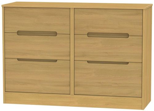 Monaco Modern Oak 6 Drawer Midi Chest