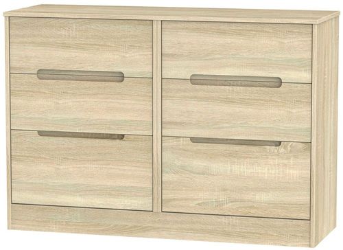 Monaco Oak Effect 6 Drawer Midi Chest