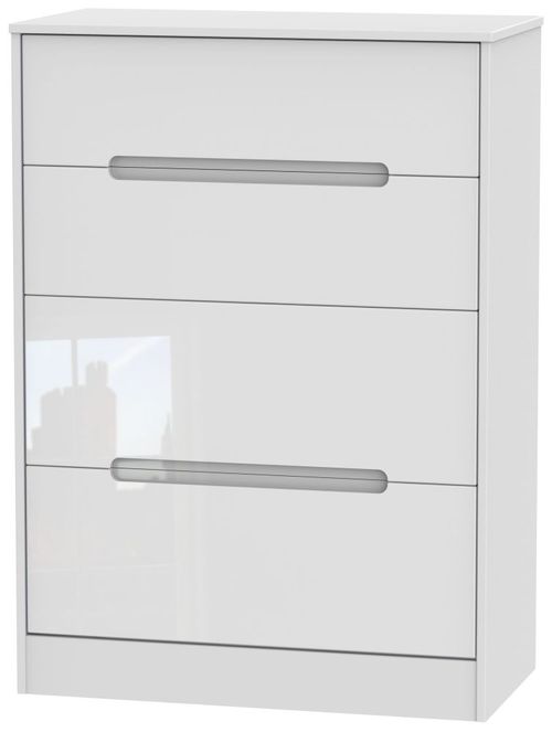 Monaco White Gloss 4 Drawer Deep Chest