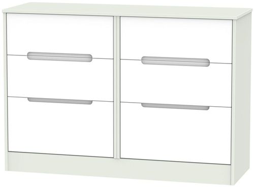Monaco White and Cashmere 6 Drawer Midi Chest