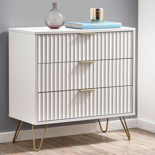 Murano Chest of Drawers - 3 Drawer - Small - Ribbed - White