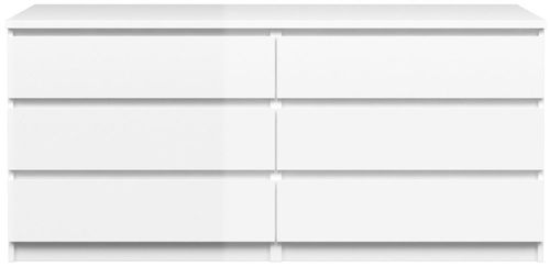 Naia White Gloss 6 Drawer Wide Chest