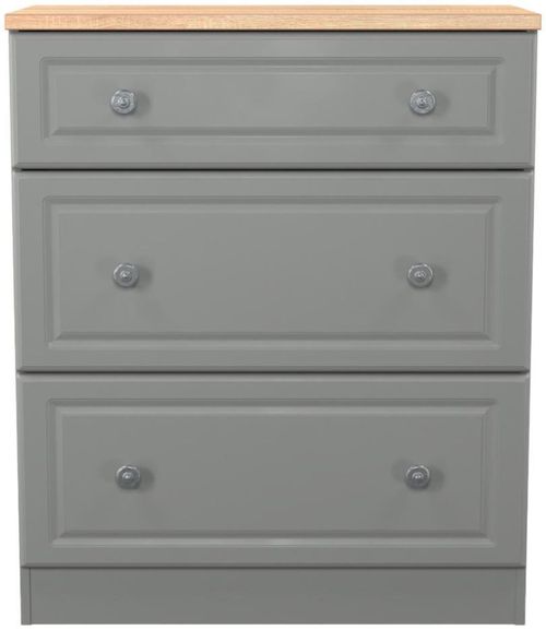 Norfolk Grey and Oak Effect 3 Drawer Deep Chest
