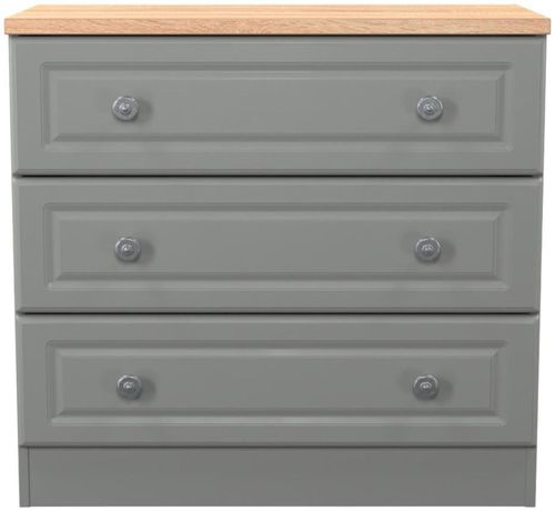 Norfolk Grey and Oak Effect 3 Drawer Small Chest