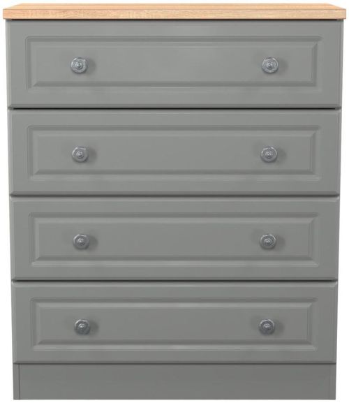 Norfolk Grey and Oak Effect 4 Drawer Chest