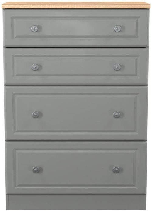 Norfolk Grey and Oak Effect 4 Drawer Deep Chest