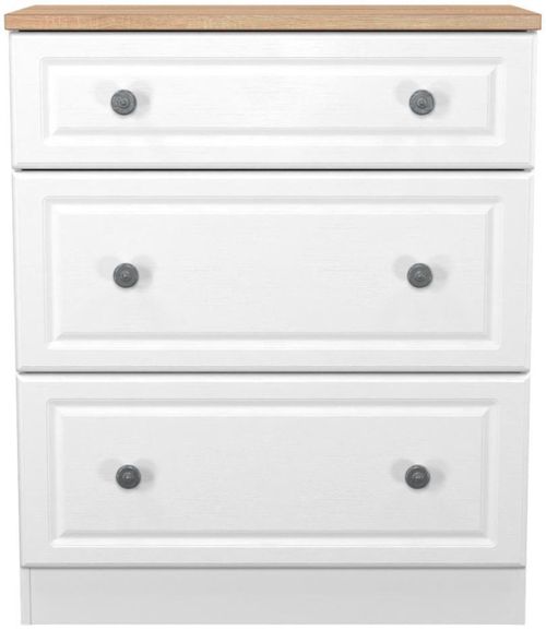 Norfolk White and Oak Effect 3 Drawer Deep Chest