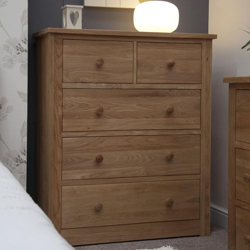 Torino Chest of Drawers - 3+2 Drawer - Wide - Oak