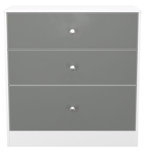 Padstow Grey and White 3 Drawer Deep Chest