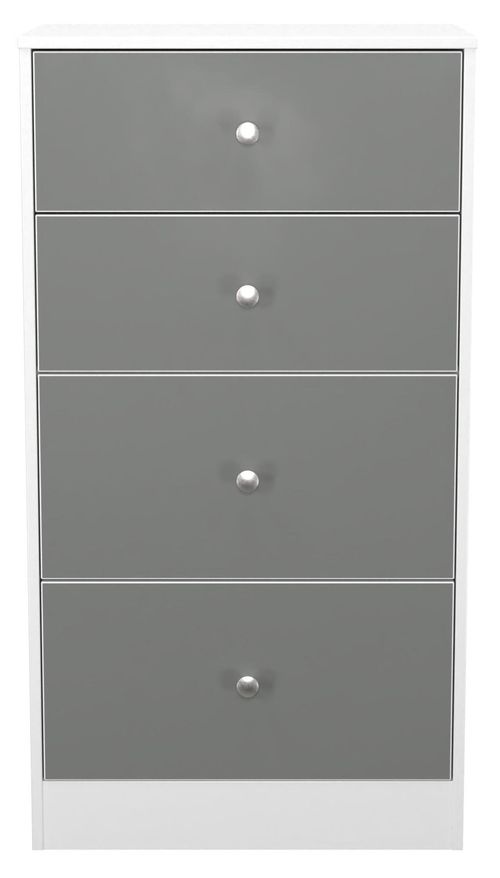 Padstow Grey and White Matt 4 Drawer Deep Midi Chest