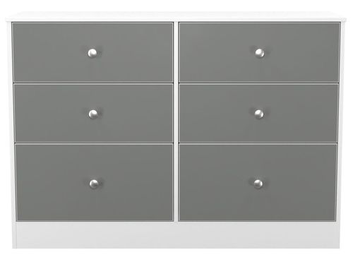 Padstow Grey and White Matt 6 Drawer Midi Chest