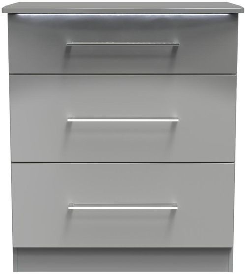 Paris Grey Gloss 3 Drawer Deep Chest