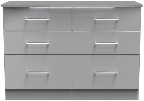 Paris Grey Gloss 6 Drawer Midi Chest