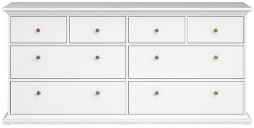 Paris White 8 Drawer Wide Chest