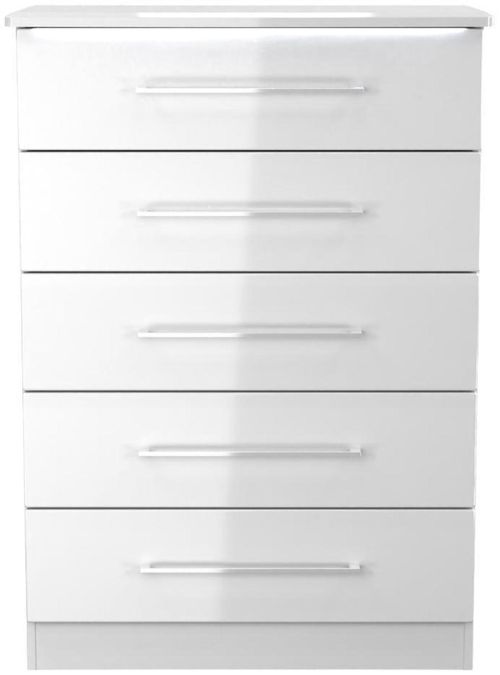 Paris White Gloss 5 Drawer Chest