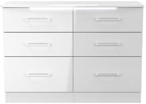 Paris White Gloss 6 Drawer Midi Chest