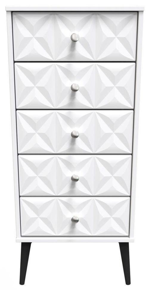 Pixel White 5 Drawer Narrow Chest