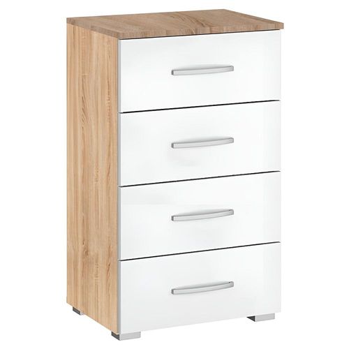 Rauch Alegro 4 Drawer Narrow Chest - Sonoma Oak and Alpine White