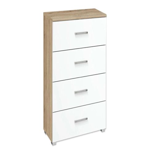 Rauch Alvor 4 Drawer Narrow Chest - Sonoma Oak and Alpine White