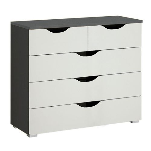 Rauch Arnstein 3+2 Drawer Chest - Metallic Dark Grey and Alpine White