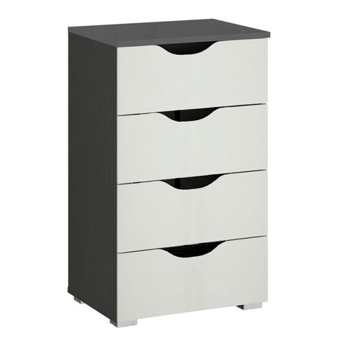 Rauch Arnstein 4 Drawer Narrow Chest - Metallic Dark Grey and Alpine White