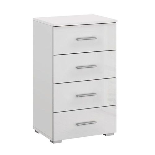 Rauch Elegant4you 4 Drawer Narrow Chest - Alpine White and White High Gloss