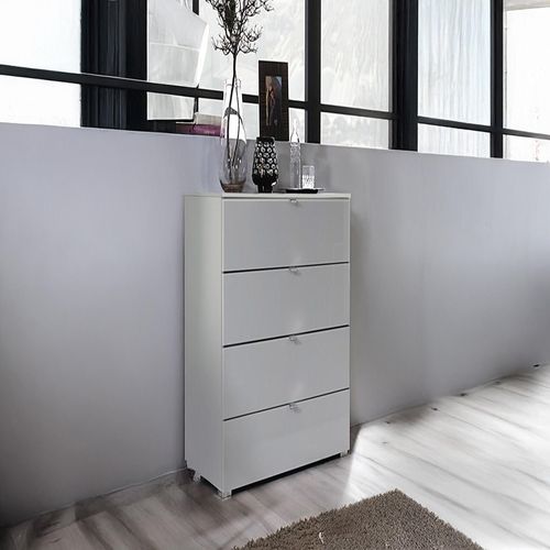 Rauch Erimo 4 Drawer Narrow Chest - Silk Grey and Silk Grey Glass