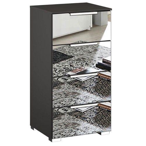 Rauch Miramar 4 Drawer Mirrored Narrow Chest - Graphite