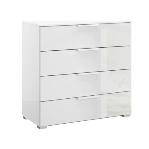 Rauch Skat Meridian 4 Drawer Chest - Alpine White and Crystal White Glass