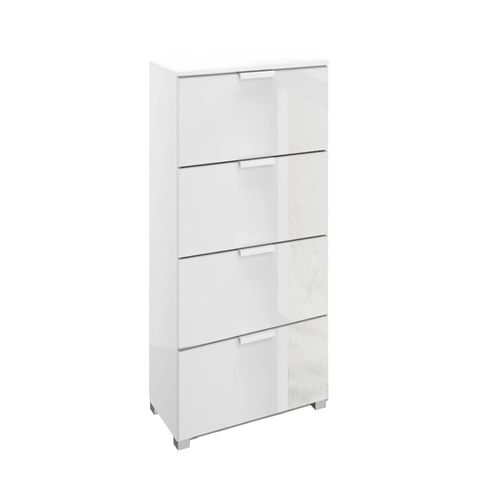 Rauch Skat Meridian 4 Drawer Narrow Chest - Alpine White and Crystal White Glass