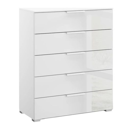 Rauch Skat Meridian 5 Drawer Chest - Alpine White and Crystal White Glass