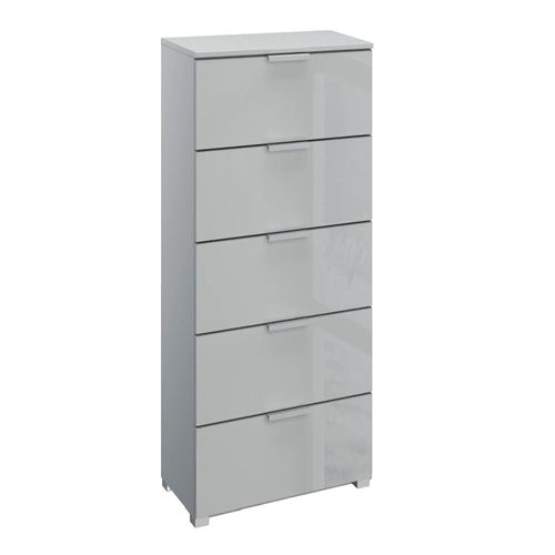 Rauch Skat Meridian 5 Drawer Tall Chest - Silk Grey and Silk Grey Glass