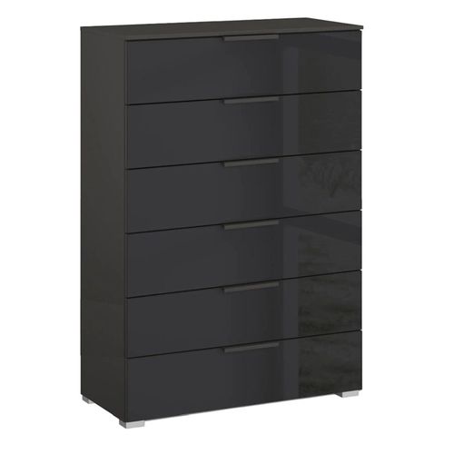 Rauch Skat Meridian 6 Drawer Chest - Graphite and Basalt Glass