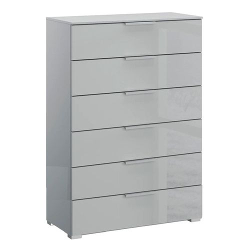 Rauch Skat Meridian 6 Drawer Chest - Silk Grey and Silk Grey Glass