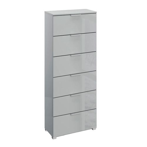 Rauch Skat Meridian 6 Drawer Tall Chest - Silk Grey and Silk Grey Glass