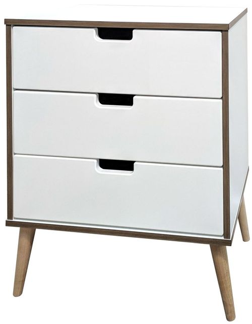 Shanghai 3 Drawer Midi Chest with Natural Legs - White