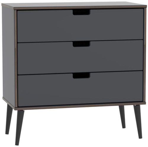 Shanghai Graphite 3 Drawer Midi Chest with Wooden Legs